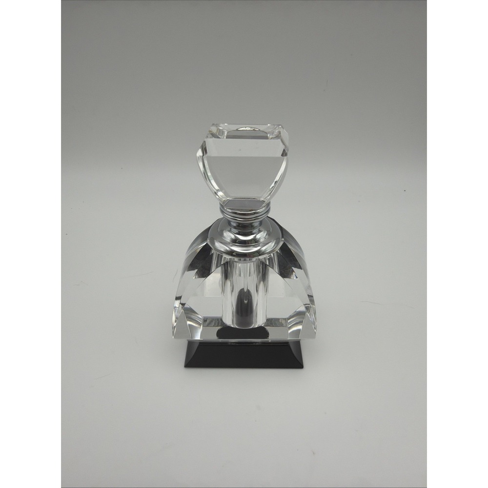Modernist Faceted Crystal Perfume Bottle & Stopper Art Deco Style